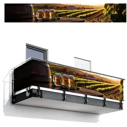 BALKON-SICHTSCHUTZ Bier - Hopfen - Landschaft Balkon Deko 500x75 cm