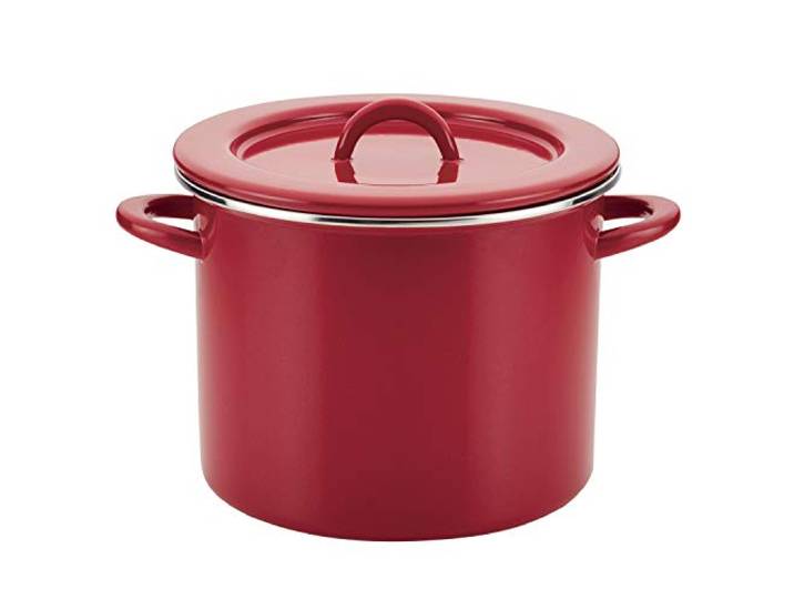 Rachael Ray Create Delicious Suppentopf mit Deckel, Induktion, 12 l Rachel Ray Kochgeschirr, großer Kochtopf mit Deckel für große Mahlzeiten, Emaille auf Stahl, tiefer Topf, ofenfest bis 230 °C