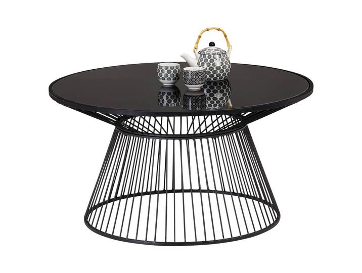 Couchtisch 80/42 cm rund Schwarz Metall, Glas