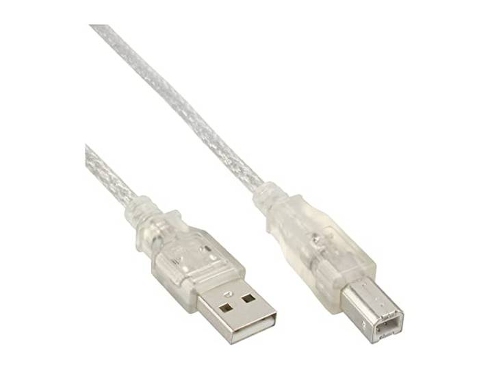 InLine 34510T USB 2.0 kabel, A naar B, transparant, 1 m