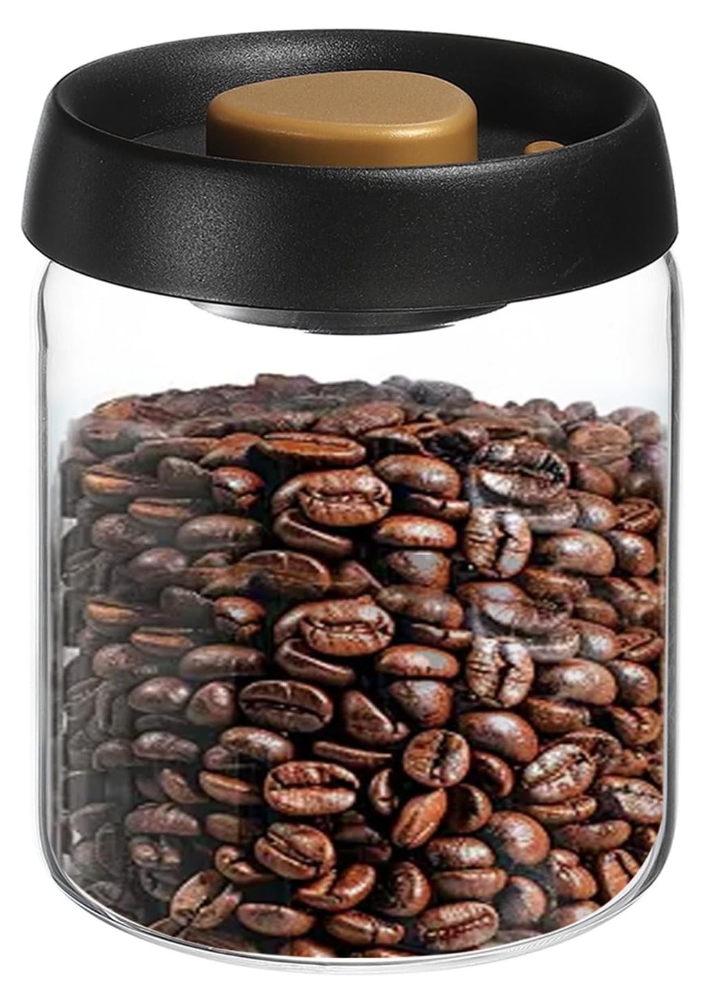 Dripio Vacuümcontainer voor koffiebonen, Glas, 900 ml, Zwart/Goud