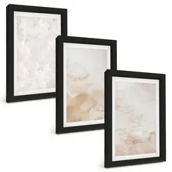 BILDER SET 3er Set - 20x30 cm Schwarzer Rahmen - Modische Pastelltexturen