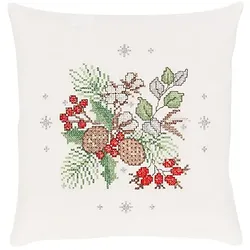 Stickkissen "Beeren & Zapfen"