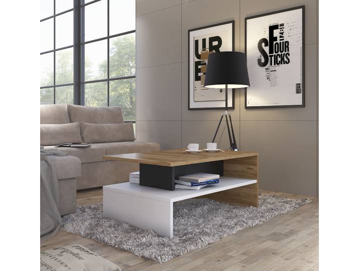 Couchtisch HOME AFFAIRE Novena , bunt (alpinweiß, catania eiche, schwarz, catania eiche), B:100cm H:45,8cm T:66cm, Tische, Couchtisch, Breite 100 cm
