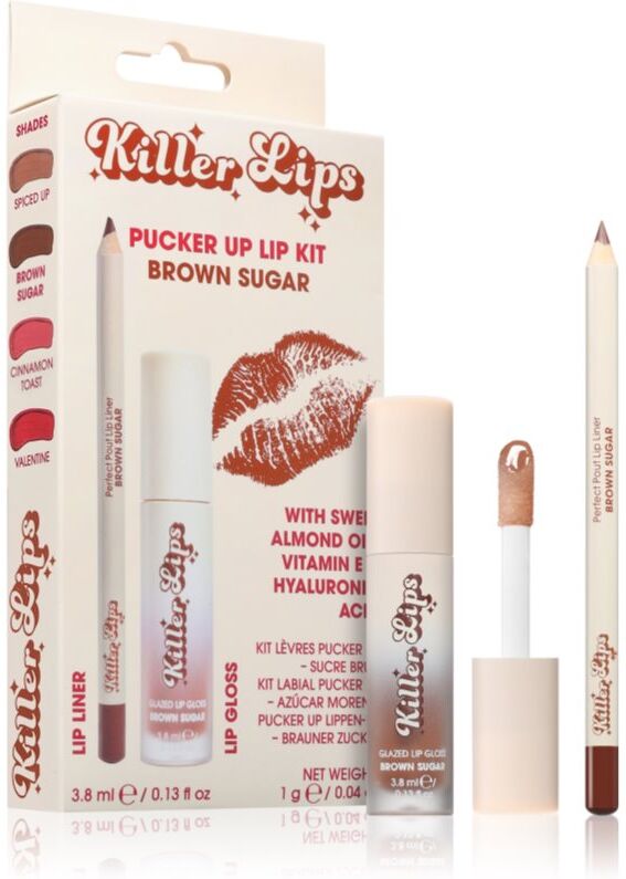 Killer Lips Pucker Up Lip Kit set for lips for women Brown Sugar