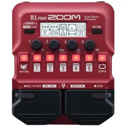 Zoom B1 FOUR Multi-Effektgerät für Bass mit Kabel (Bass), Effektpedal