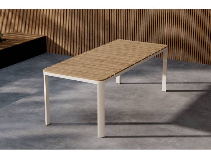 Garten Esstisch Ätna - 210x90 cm in Beige mit einer Tischplatte aus Aintwood - Beige - Luxusbetten24