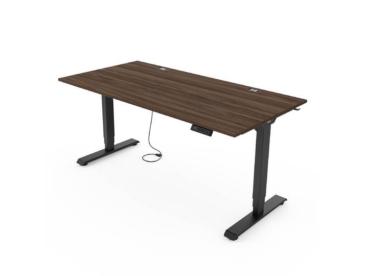 Yaasa Desk Essential, 160x80 cm, Walnut/Black - Electrically height-adjustable standing desk