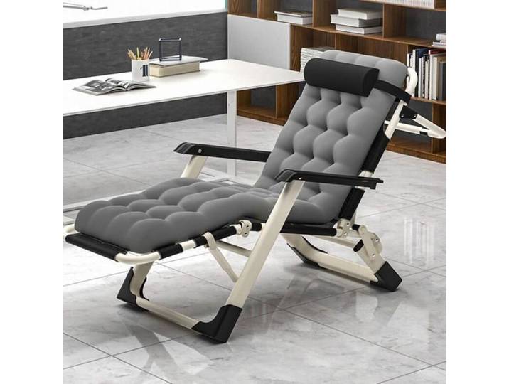 Bain de soleil - MIPAN - Chaise Longue - Transat - Bain De Soleil - Pliante - Avec appuie-tête - Inclinable -178*66*30cm - Gris