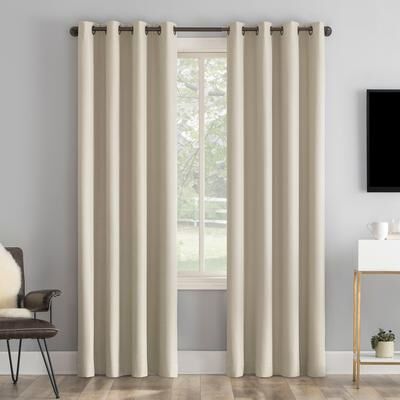 Sun Zero Tyrell Tonal Texture Draft Shield Fleece Insulated Total Blackout Grommet Curtain Panel, Single Panel