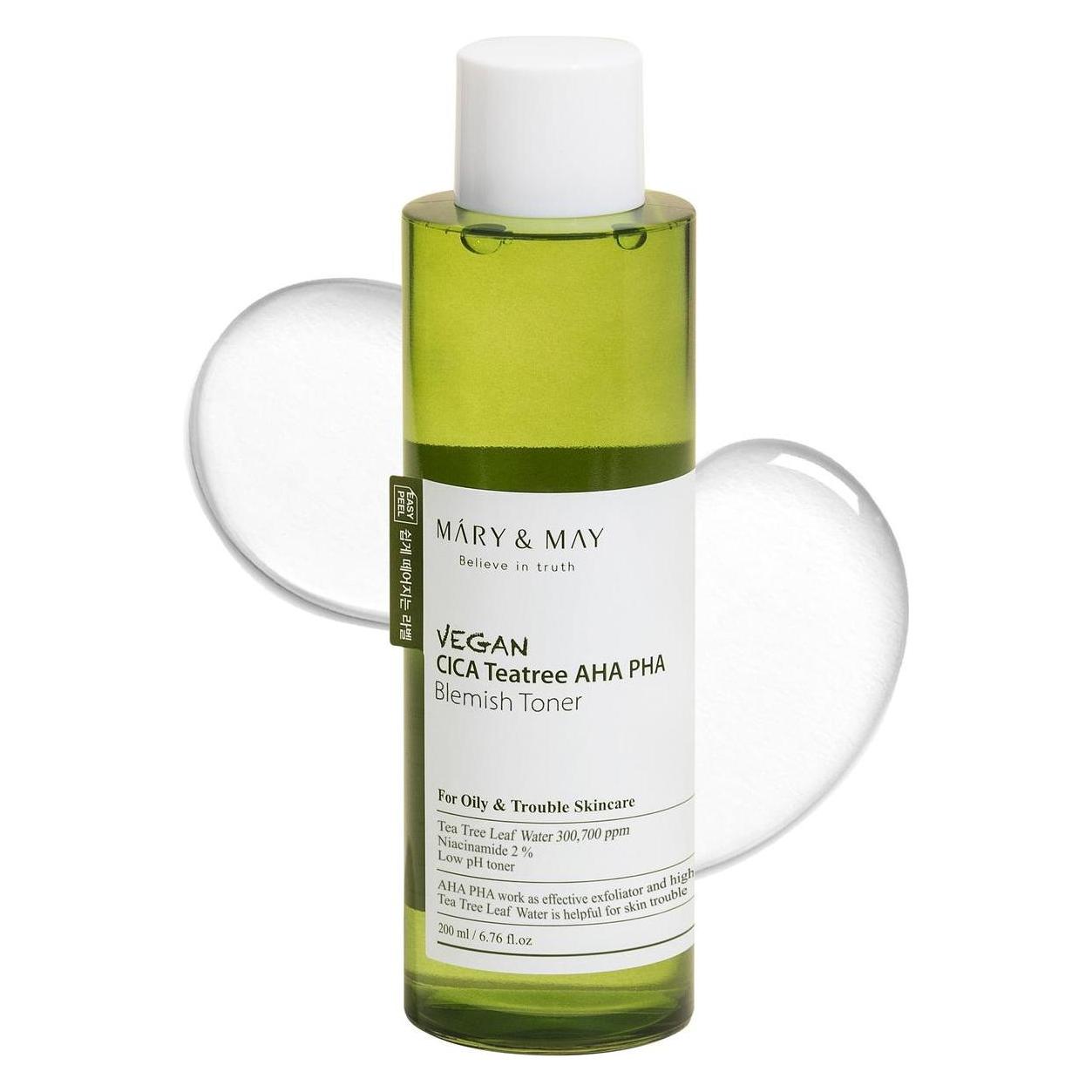 Mary&May Vegan CICA Tea Tree AHA PHA Toner Soothing & Calming 200ml (Gesichtswasser, 200 ml) (1295580)