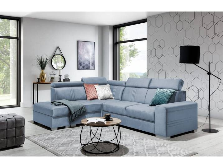 Fun Möbel Ecksofa Ecksofa Schlafsofa NOLAN inkl. USB-Anschluss, inkl. Bettkasten, Kopfteil verstellbar, Rundumbezug, inkl. USB-Anschluss