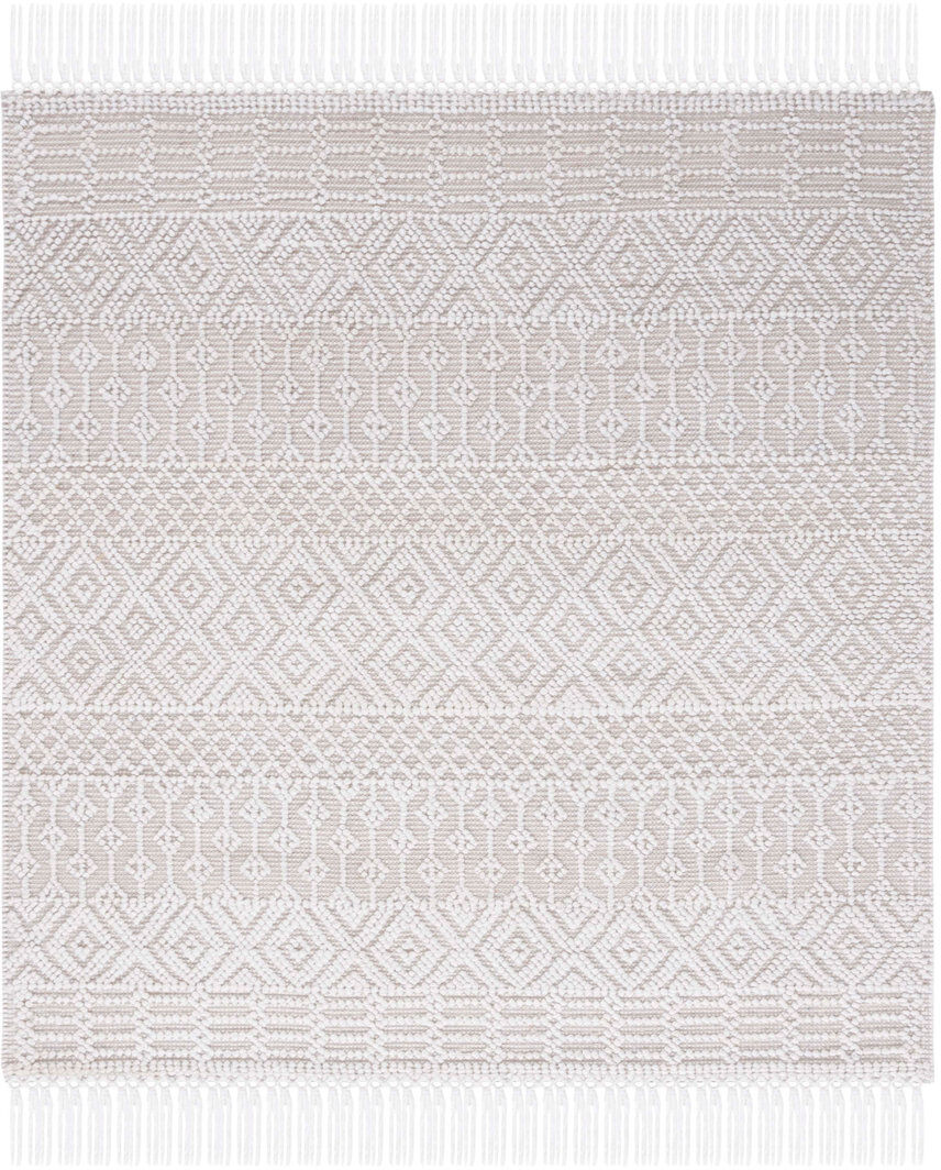 Natur Pur Casablanca Geometric Area Rug In Ivory Ivory Square 183 cm