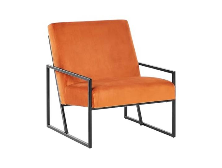 Beliani Sessel Samt orange mit schwarzem Metallgestell Armlehnen Lehne modern Delary