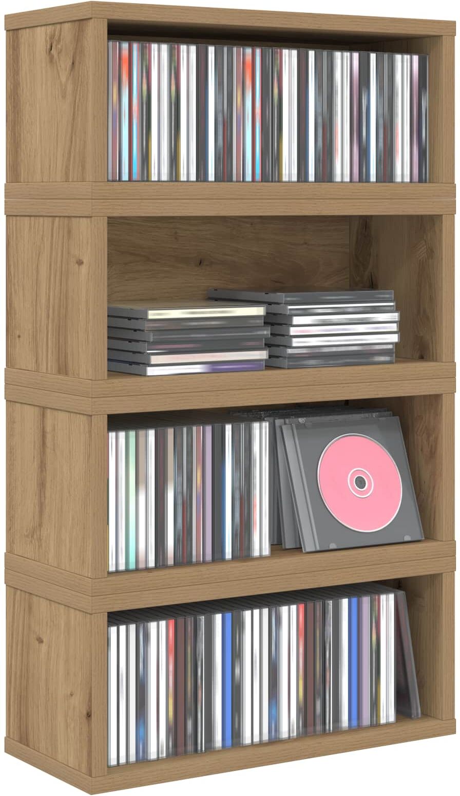 vidaXL Rack de rangement pour CD 4 pc Chêne artisanal 40 x 17 x 17 cm