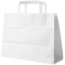 Papiertragetasche weiß 32+16 x 27 cm – 50 Stück