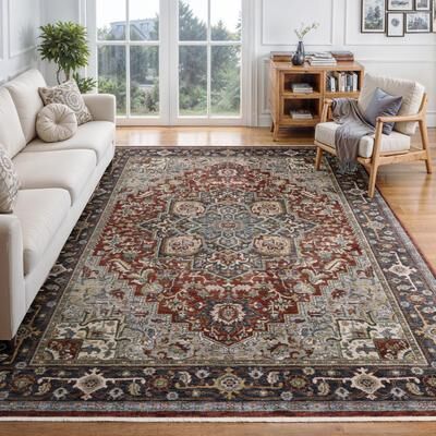 Style Haven Esme Traditional Medallion Red/ Blue Area Rug