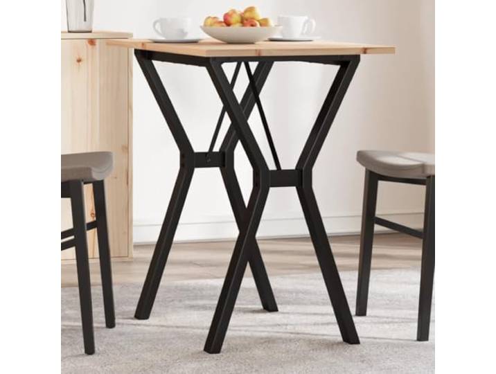HEFZGDB Esstisch Y-Gestell 80x50x75 cm Massivholz Kiefer und Stahl mit robuster Tischplatte für stabile Sicherheit und langlebiges Naturmaterial
