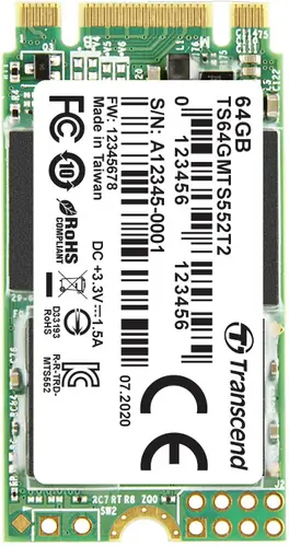 Transcend MTS552T2 64GB Interne M.2 SATA SSD 2242 SATA 6 Gb/s Industrial TS64GMTS552T2