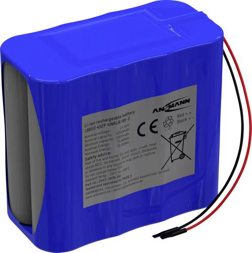 Ansmann 4S2P Akkupack 8x 18650 Kabel Li-Ion 14.4V 5200mAh Akkupack 8x Li-Ion 14.54V 5200 mAh