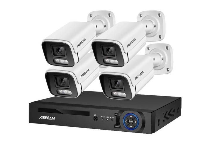 Système de caméra de sécurité\, résolution 8MP\, détection de mouvement IA\, aucun-a\, 4CH NVR et 4 caméra