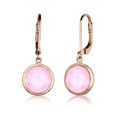 Paar Ohrhänger ELLI "Ohrhänger Quartz Rosé 925 Sterling Silber Rosegold", rosa (rosegold), Ohrringe, Damen, onesize,mit Steinen, Silber 925 (Sterlingsilber)
