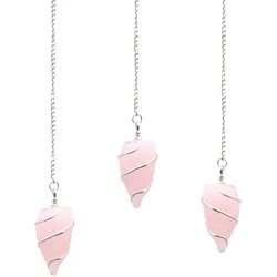 Raw Gemstone Pendulum - Rose Quartz