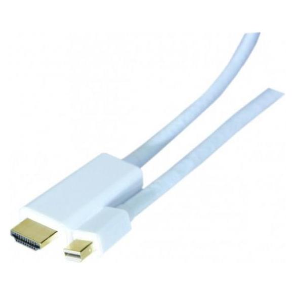 Exertis Connect Mini DisplayPort 1.2 Adapterkabel, Mini DisplayPort St. / HDMI St., weiß, 2,0 m All-in-One-Kabel (2 m) (128061)