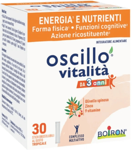 Boiron Oscillo Vitalità Integratore Energizzante 30 Stick Orosolubili dai 3 Anni