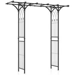 Helloshop26 - Gartenbogen aus pulverbeschichtetem Metall 208 x 52 x 208 cm für Kletterpflanzen dekorativ und elegant in Schwarz 20_0017356