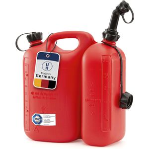 Hünersdorff Kombikanister 825000 ECO, für 5,5L Benzin & 3L Öl, rot, mit Auslaufrohr