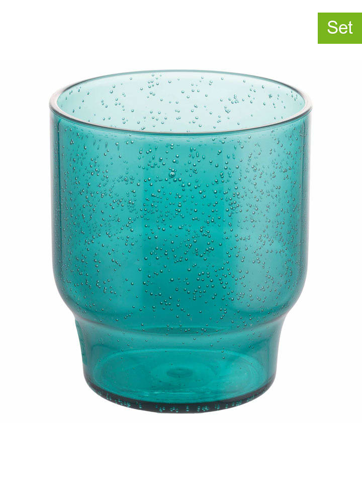 Villa d´Este 6er-Set: Gläser "Unico Bubbles" in Türkis - 325 ml - onesize