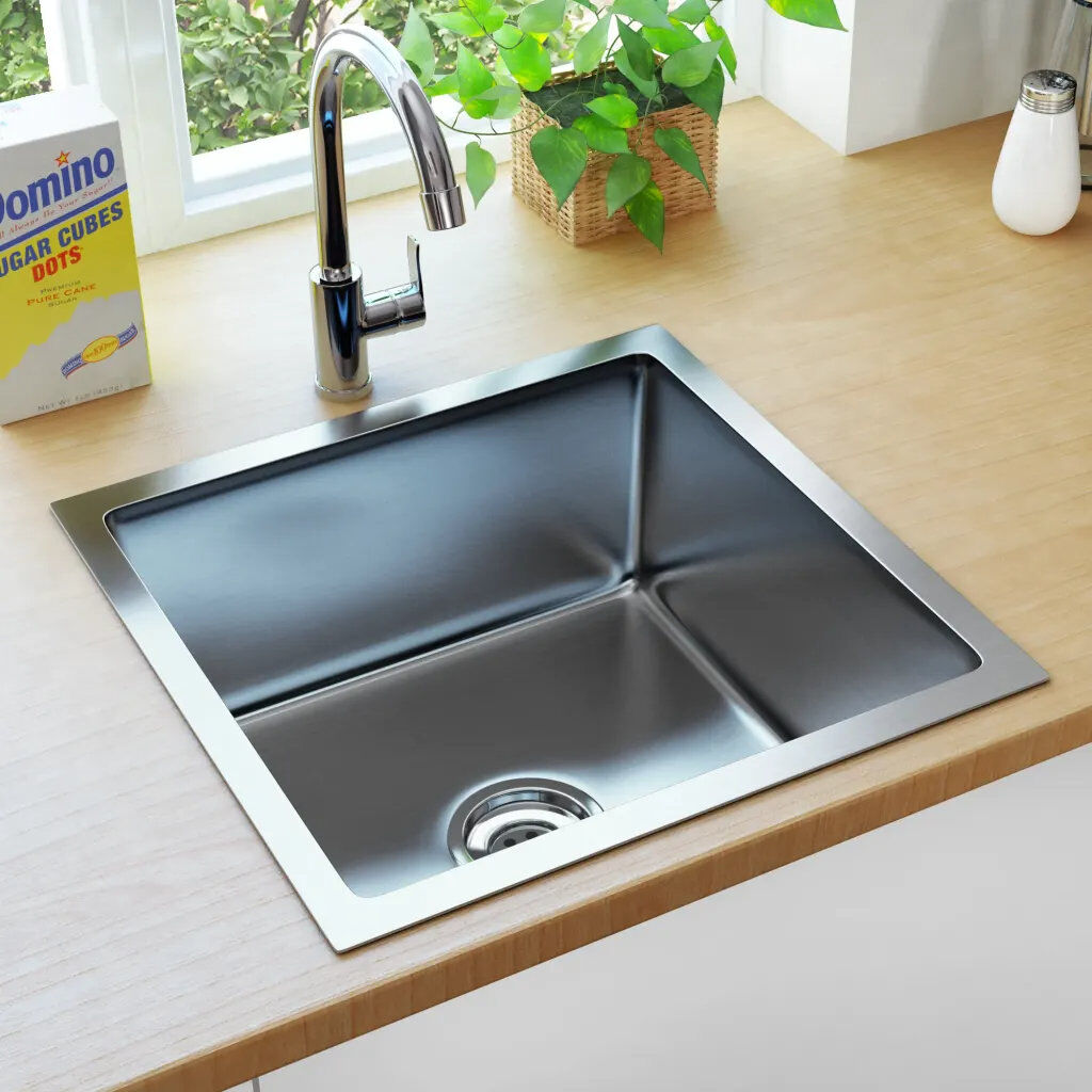 Belfry Kitchen Anthony 440mm W Steel Kitchen Sink Silver 440mm L