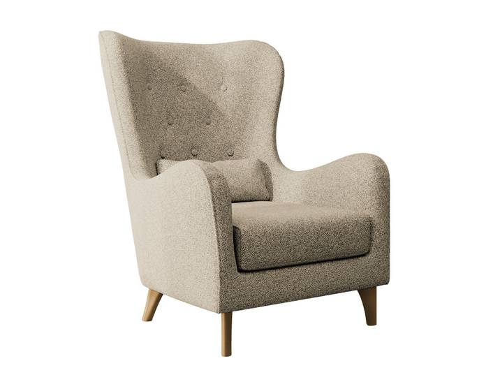 Relaxsessel Ohrensessel Calmino beige Bouclé mit Buchenbeinen