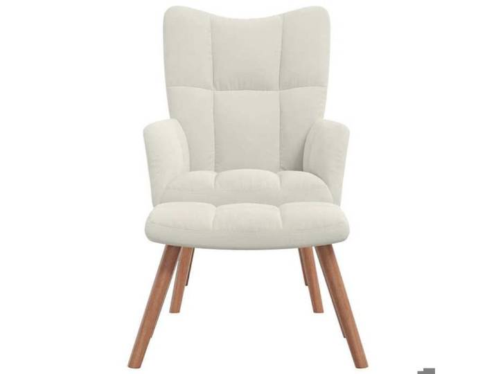 Best2026@Chaise de relaxation simple SHIELDPRO® - maximal: 110 kg - Fauteuil-chaise avec repose-pied Blanc crème Velours8604