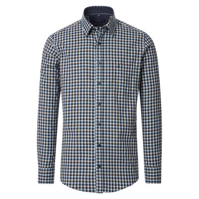 Flanellhemd CASAMODA "CASAMODA Flanellhemd Langarm kariert", Herren, Gr. XXL, Normalgrößen, blau, 100% Baumwolle, kariert, lässig geschnitten, Hemden