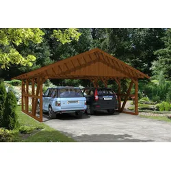 Skan Holz Schwarzwald Doppel 684x600cm Dachlatt.nussbaum ohne Rückwand Holzcarport