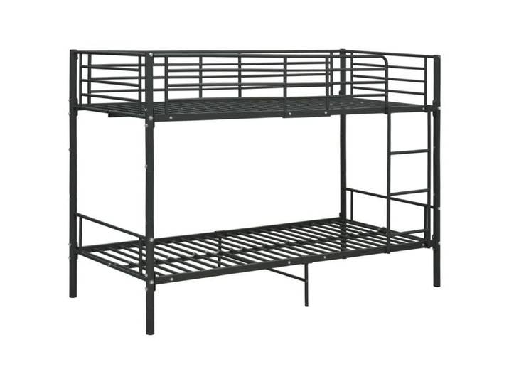 Lit superposé - VIDAXL - 90x200 cm - Métal noir - 2 places - Sécurisé avec échelle