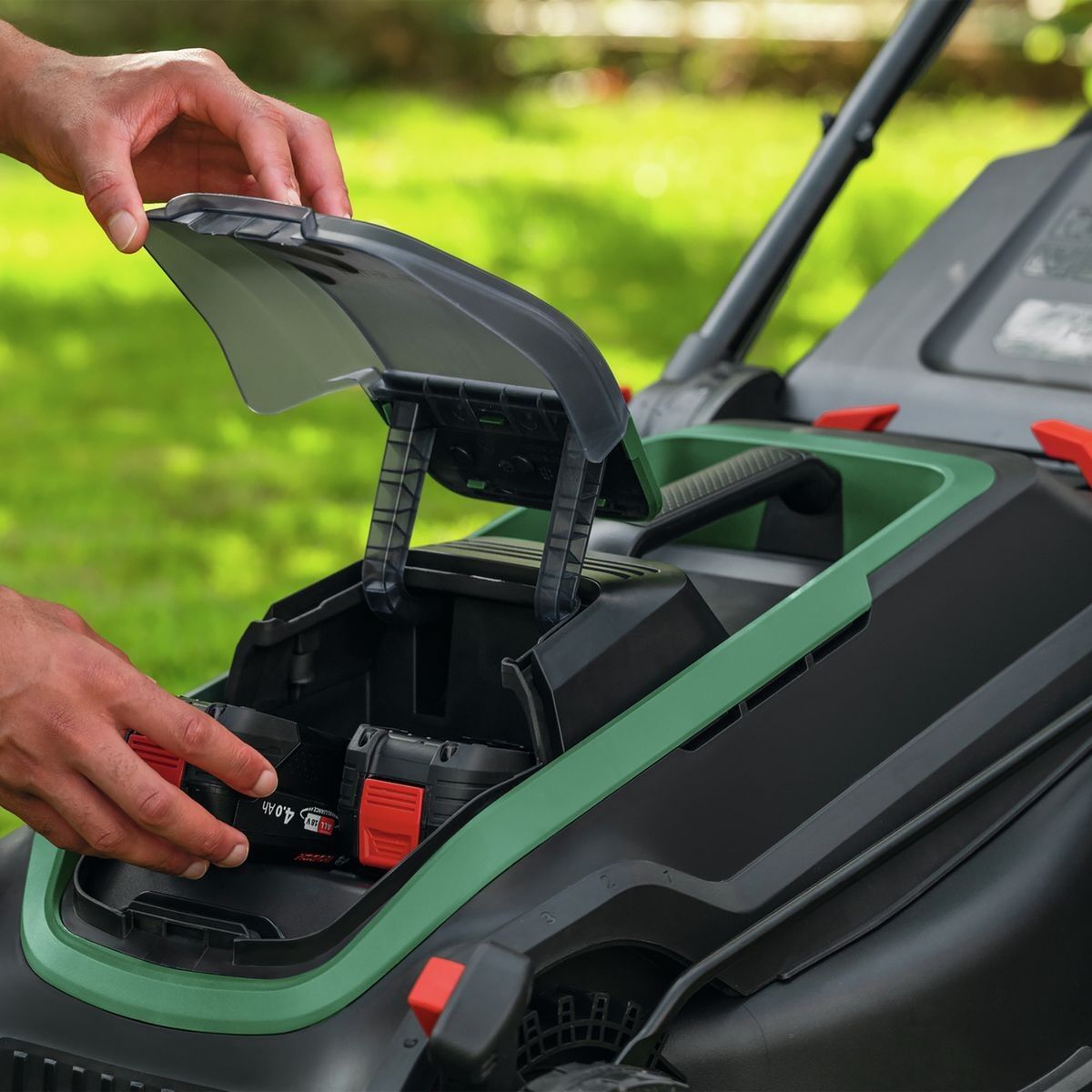 Bosch ROTAK18V2-43 36V Cordless Brushless Lawnmower 2 x 4.0Ah Batteries BOSROTAK18V243KIT - Green