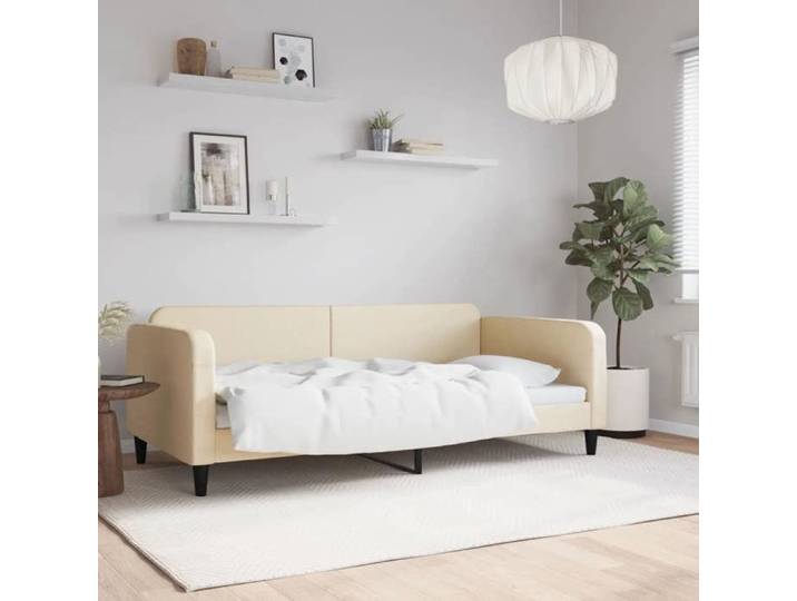 SALE 2025 Lit rembourré/Lit de repos crème 100x200 cm tissu 28.6 Kg 6277