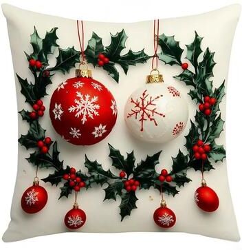 Inspire Select Christmas Snowman Plush Throw Pillow Cover Festive Linen Sofa Cushion Case For Holiday Home Decor christmas Balls