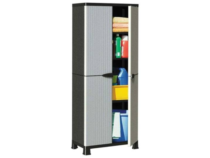 HPUYRFG Kunststoffschrank Rattan-Design 68x39x171,5 cm mit verstellbaren Pflegeleichter Kunststoff, kompaktes Standmaß, flexible Innenaufteilung, natürliche Rattan-Optik