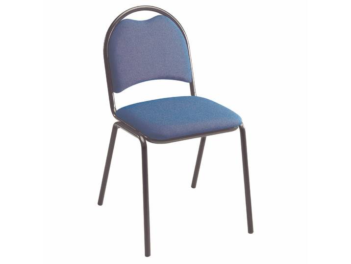 Chaise visiteur Clara - Tissu rembourré - Bleu - Pieds métal Noir