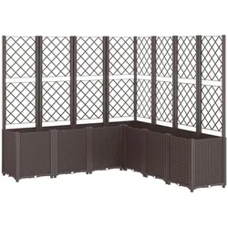 Helloshop26 - Hochbeet für Pflanzen Blumen Terrasse Garten mit Rankgitter 160 x 160 x 140 cm PP braun 02_0038260