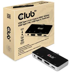 CLUB3D CSV-1591 laptop-dockingstation & portreplikator Andocken USB 3.2 Gen 1 (3.1 Gen 1) Type-C Schwarz, Chrom