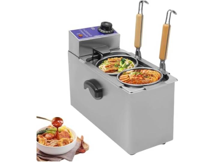 Gewerblicher elektrischer Nudelkocher, 2000 W, Edelstahl, mit Sieb, für Restaurants und Imbisse