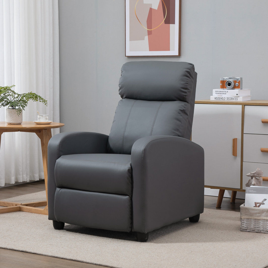 Rosalind Wheeler Ansley Recliner Sofa Chair PU Leather Massage Armcair w/ Remote Control Black 77cm H X 68cm W X 158cm D
