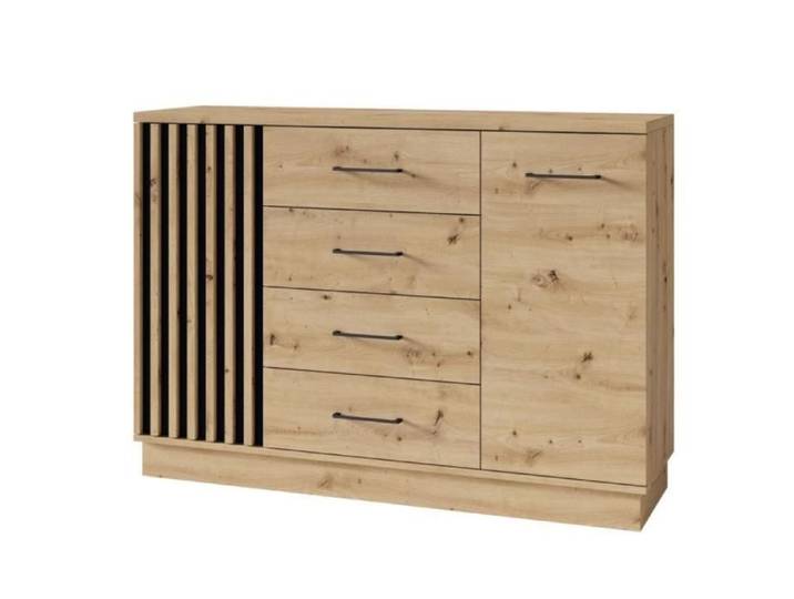 ARTIZ Commode en bois avec 2 portes et 4 tiroirs moderne design