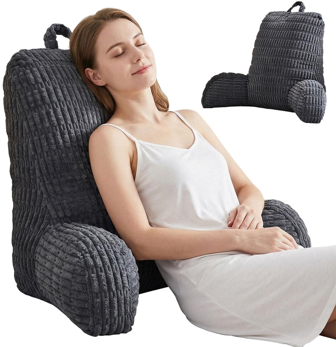 Ergonomisch rugkussen voor volwassenen voor bed en bank - Grijs