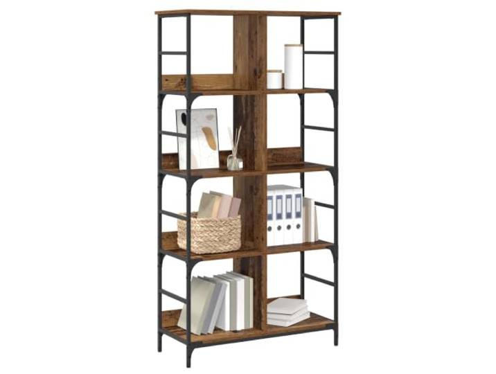 KGHERMDF Regal Altholz 78,5 x 33 x 153 cm Metall Freistehend, Stabil, Vielseitig, Holzwerkstoff, Für Wohnzimmer, Arbeitszimmer